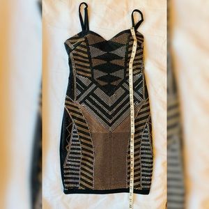 Bisou Bisou Black & Gold mini cocktail dress